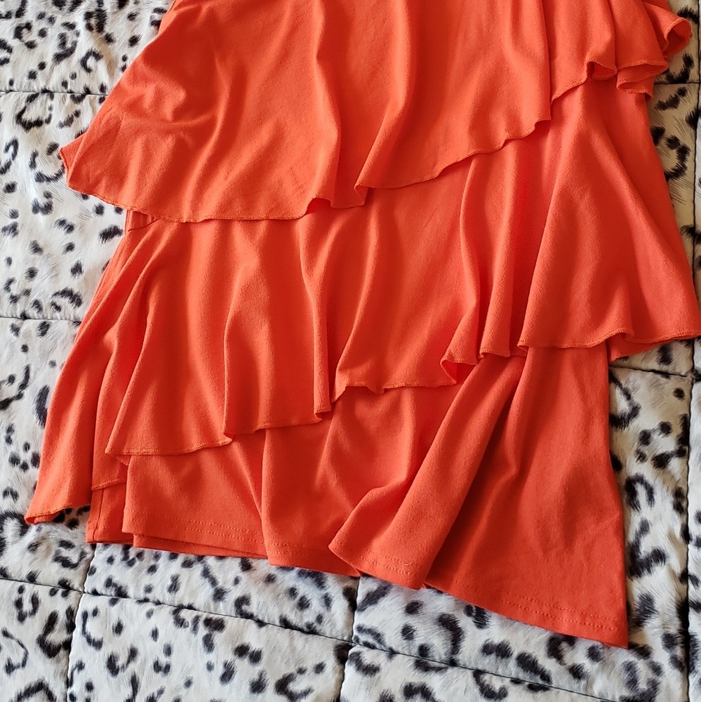 ASOS Orange One-Shoulder Ruffle Top Sz 6 - Picture 4 of 7
